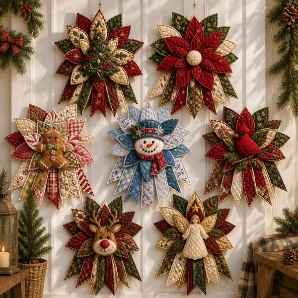 –Kit fai-da-te per cucire una decorazione natalizia trapuntata da appendere alla porta - Scintillio di albero sempreverde