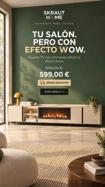 Mueble TV con chimenea -40% | Envío en 48–72 horas