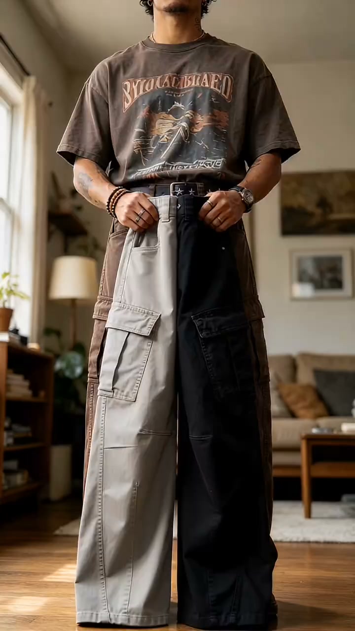 Men’s Relaxed Wide-Leg Cargo Pants
