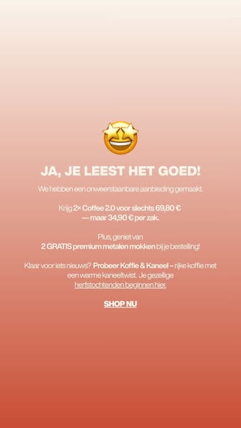 Krijg 2x Coffee 2.0 + 2 GRATIS mokken