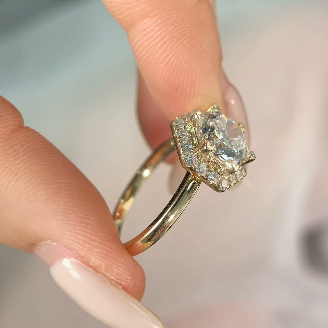 Bague Cristal Hexagonal - Diamant Moissanite