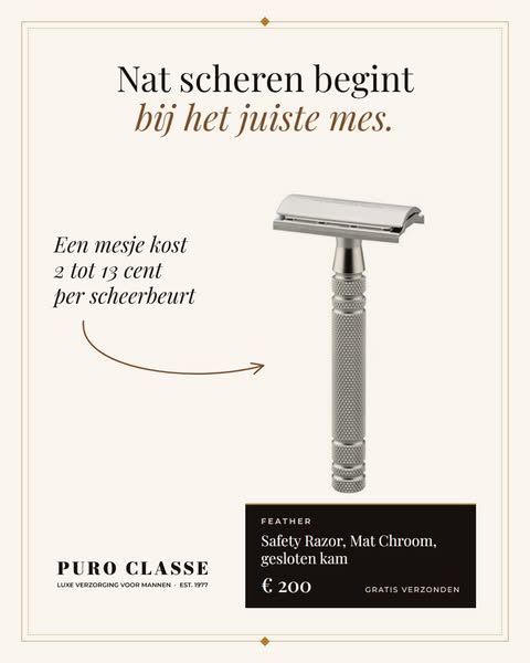 Feather Safety Razor, Mat Chroom, gesloten kam