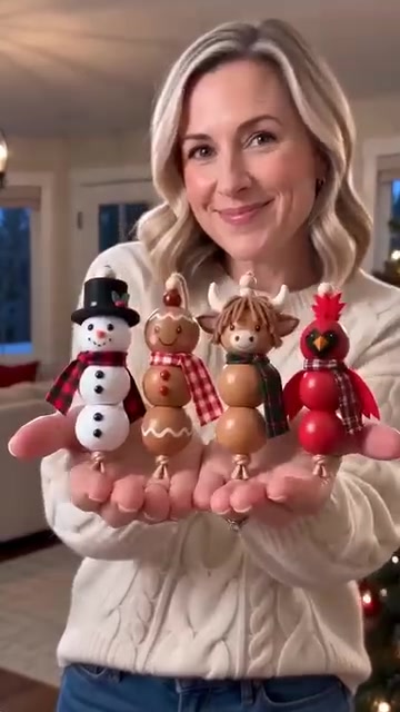 Discount! Save 49%! Christmas Wooden Bead Ornament DIY Kit – Set of 4 | Creative Festive Craft | Handmade Tree Decorations