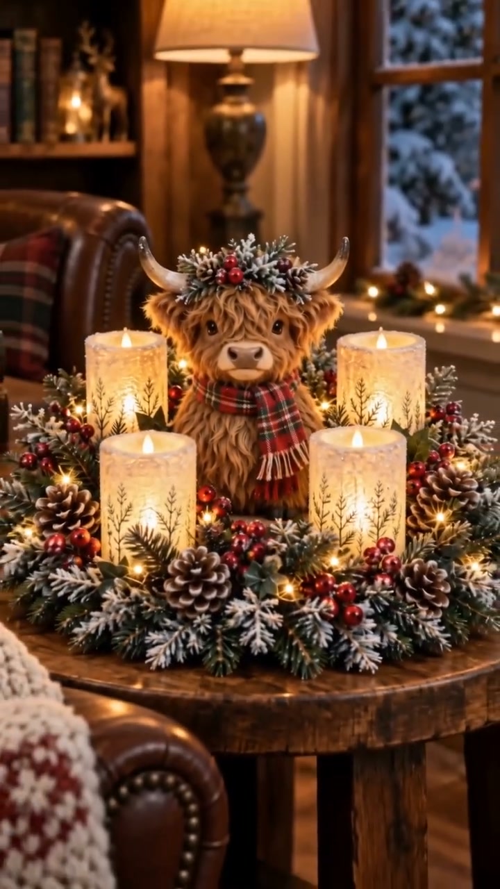 Weihnachts-Waldtier Lichterdeko mit flammenlosem Kerzenschein