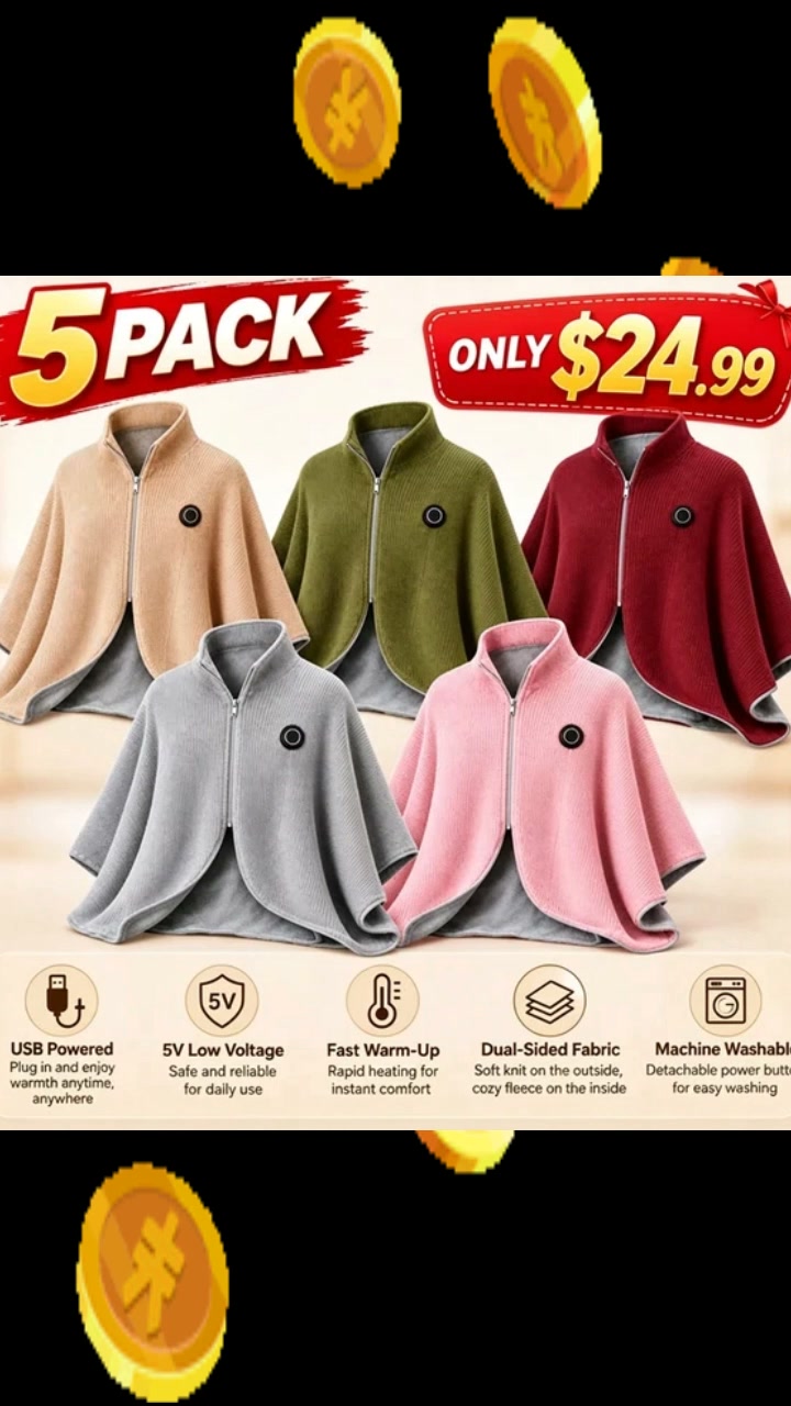 5 HEATED SHAWLS FOR JUST $24.99 — POWER BANK INCLUDED!