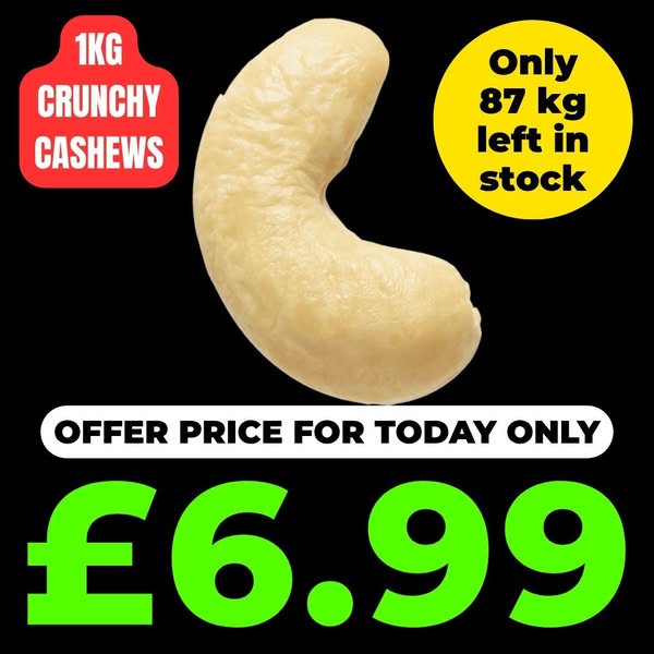 £6.99 — 1kg Crunchy Cashews