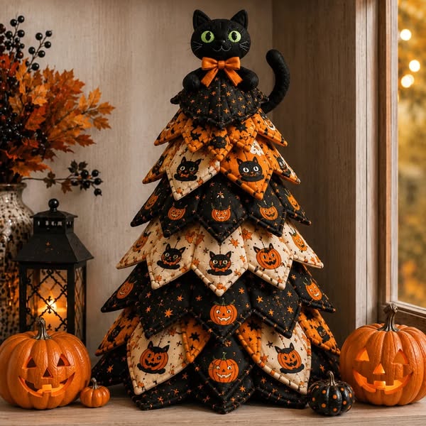 Beginner-Friendly Oversized DIY Halloween Quilted Fabric Tree Kit