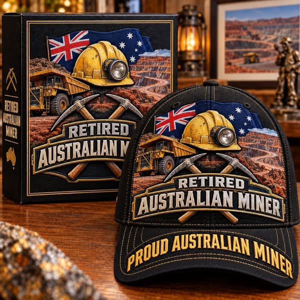 “Proud Australian Miner” Retired Miner Commemorative Cap - Black