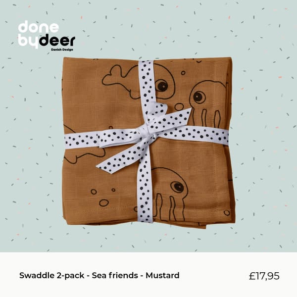 Swaddle 2-pack - Sea friends - Mustard£22