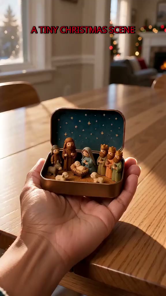 Portable Mini Nativity Scene in Keepsake Tin