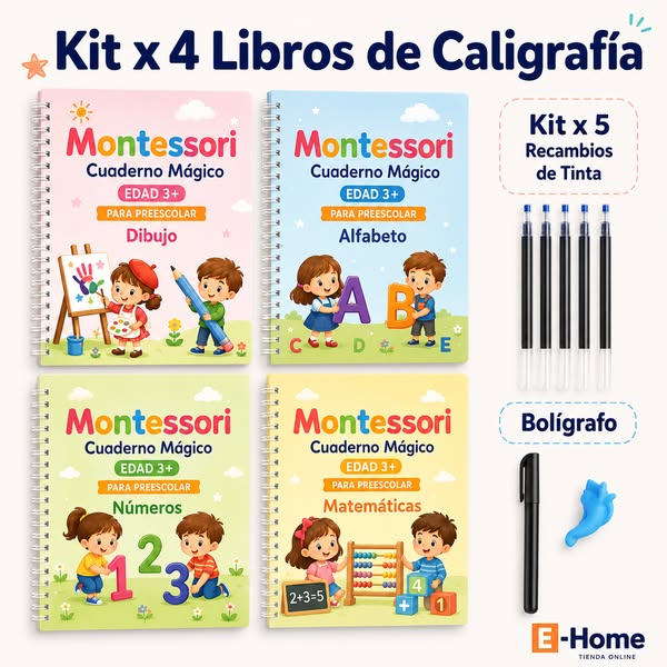 Kit x4 Cuadernos Mágicos + Recambios
