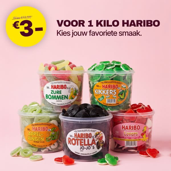 1 kilo Haribo voor €3
