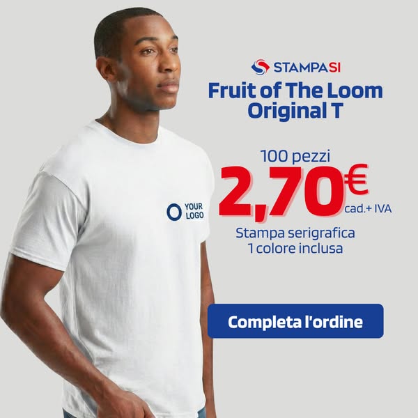 OFFERTA: 100 T-Shirt a 2,61€ con Stampa e Spedizione INCLUSE
