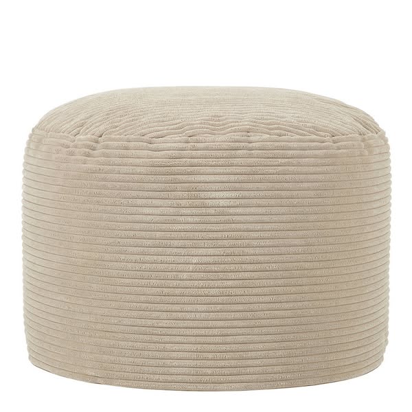 Milano Corduroy Round Pouffe Footstool - Natural