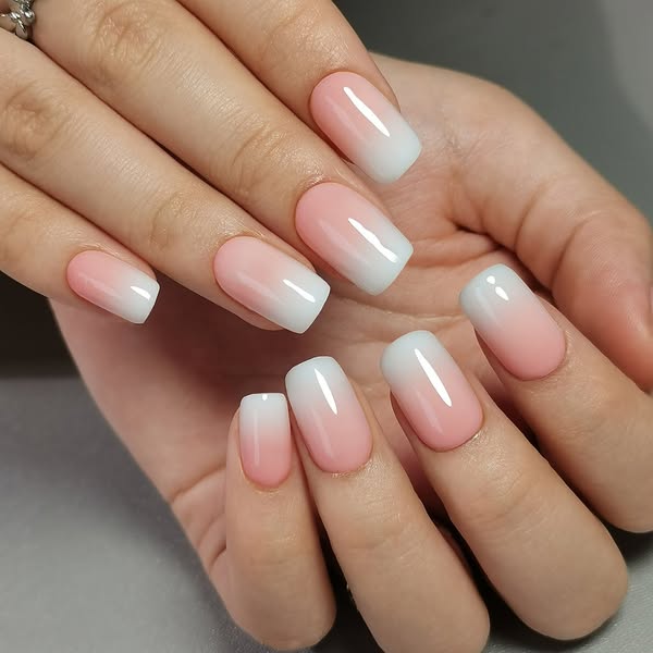 Big Sale! Up to 50% Off! Nails Art Ideas Glossy Medium Ombre Pink Squoval wk26hot_press Press On Nails JP2147