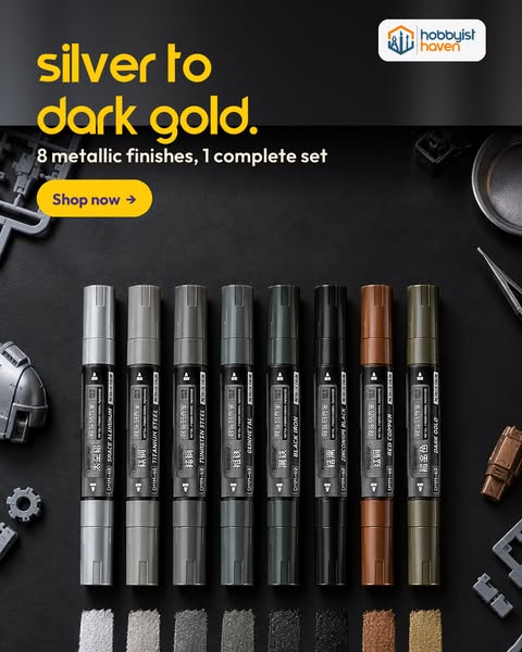 8 metal finishes, 1 set