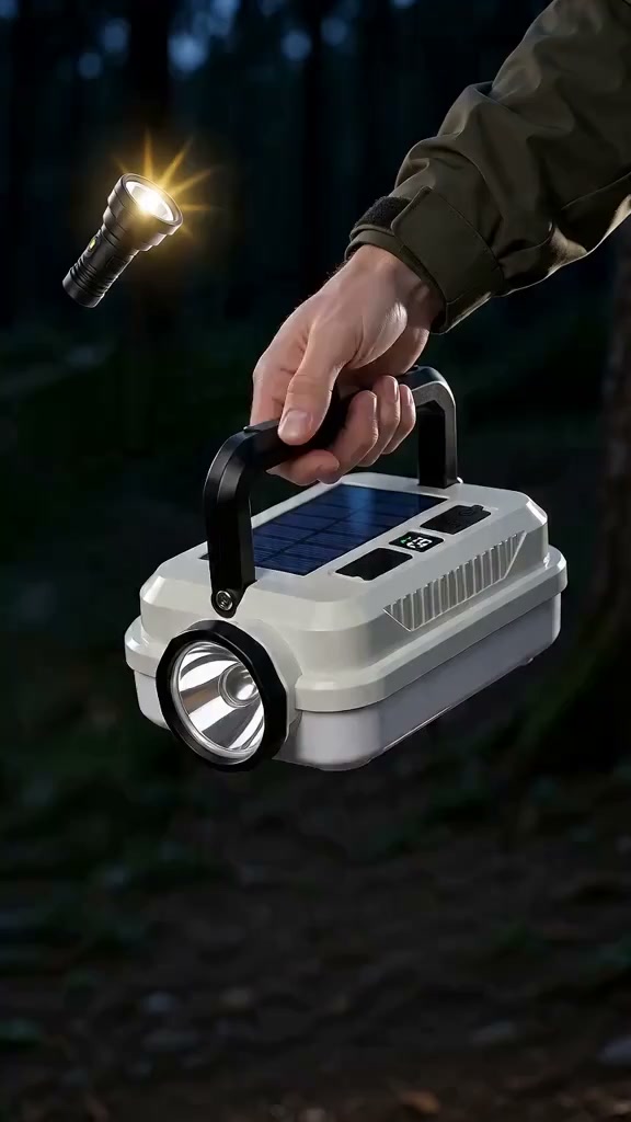 −49 % | Solarbetriebene LED-Campinglaterne – Wiederaufladbar, multifunktional, für Camping, Werkstatt & Notfall