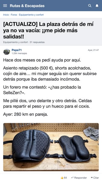 Un cojín delante, otro detrás