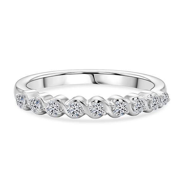 £79.99 | Luxuriant SI-G/H Lab Grown Diamond Half Eternity Band Ring in Silver 0.25 Ct.