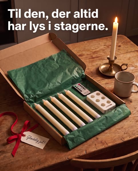 Kronelys, der oplades. Ikke skiftes.