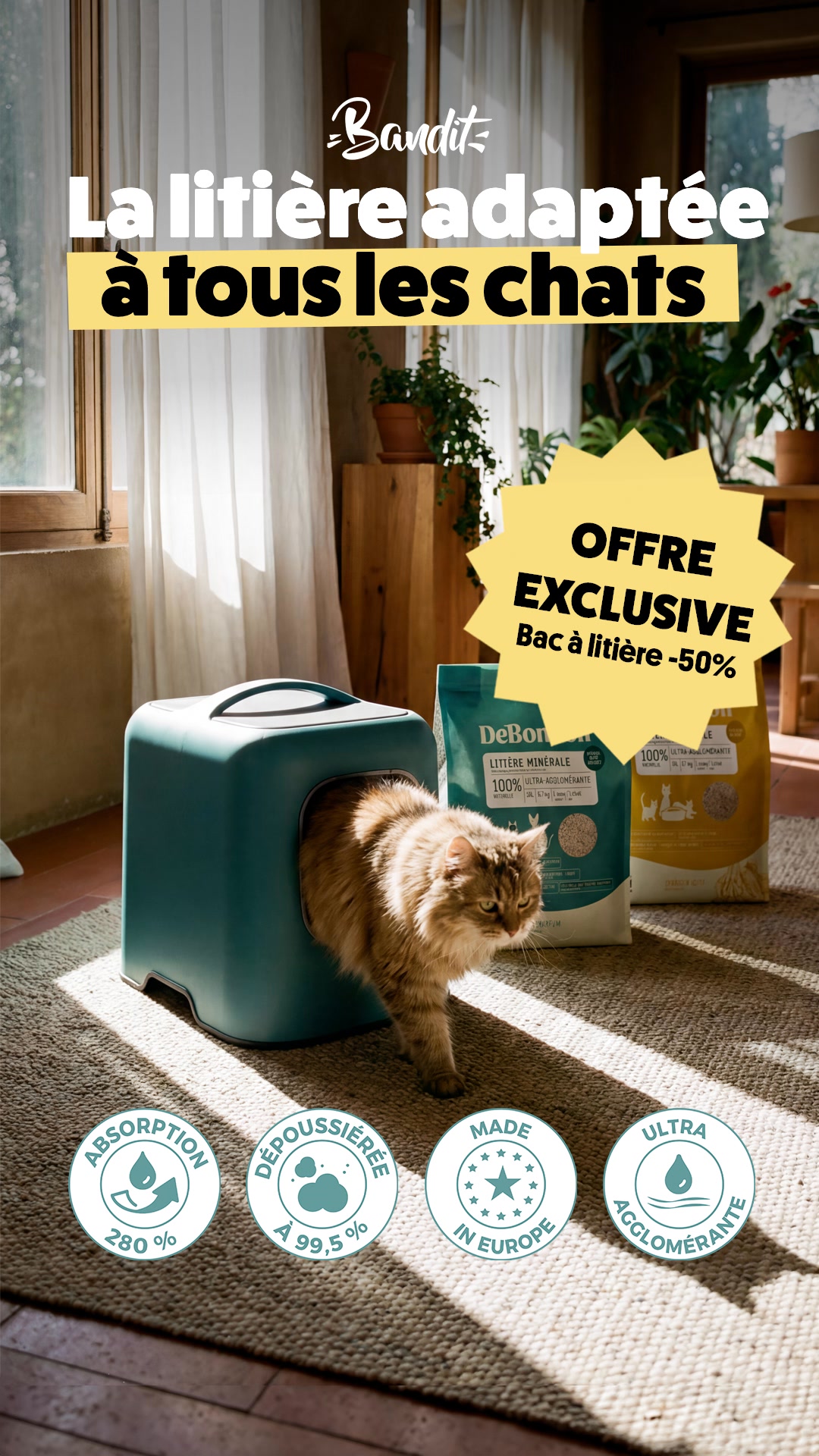 La litière qui s'adapte à ton chat