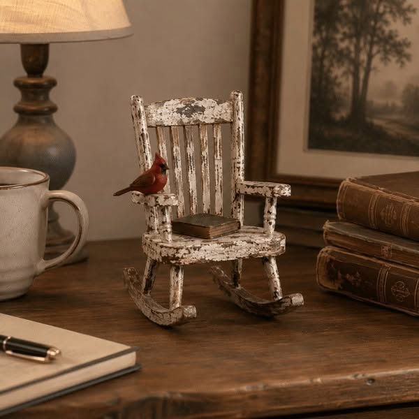 Rustic Cardinal Rocking Chair Decor - Small