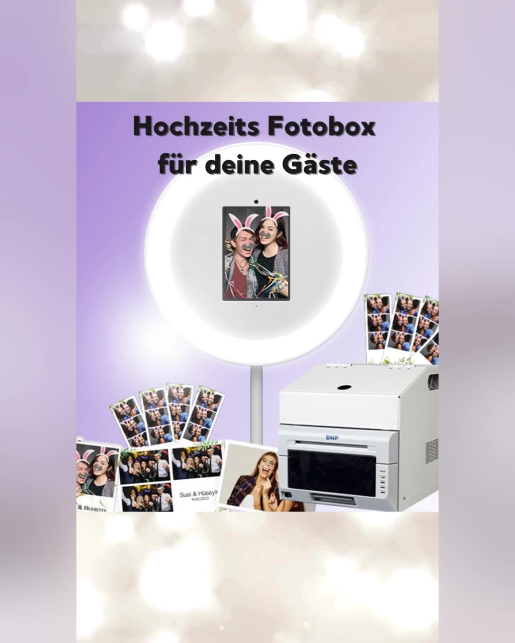100 € Frühbucherrabatt sichern – jetzt Termin prüfen! Eure Gäste werden es lieben Die HalloFotobox bringt Spaß, Erinnerungen & Sofortd