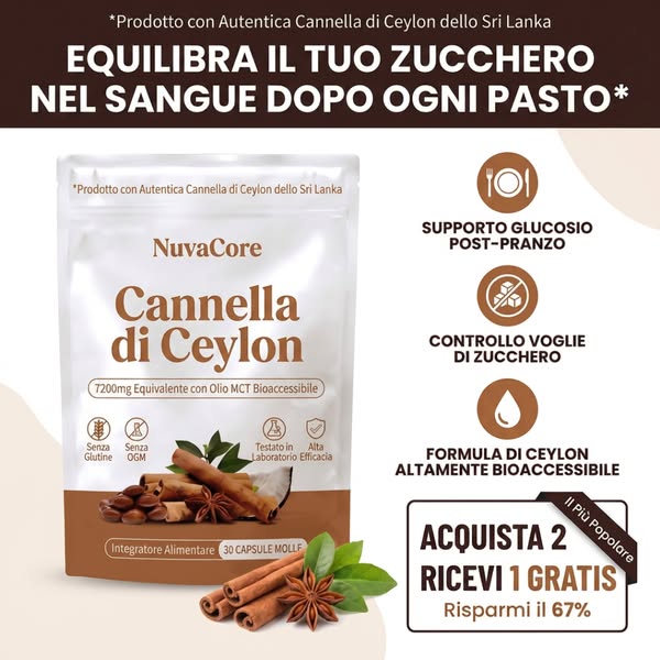 7200mg di Cannella di Ceylon. Olio MCT. Niente di Superfluo.