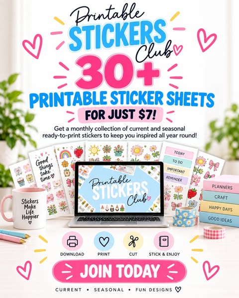 Join Printable Stickers Club: Never Run Out of Stickers Again