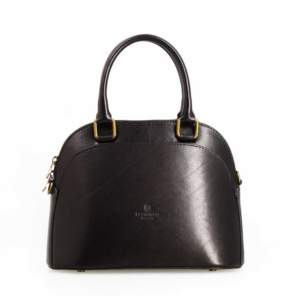 Zaira handbag in semi glossy black leather for woman