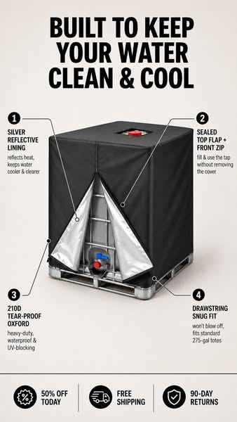 Waterproof IBC Tote Cover – Heavy-Duty, UV-Blocking, Secure Fit