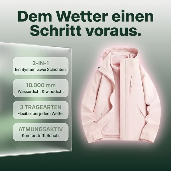 Eine Jacke ersetzt drei — wasserdicht bis 10.000 mm