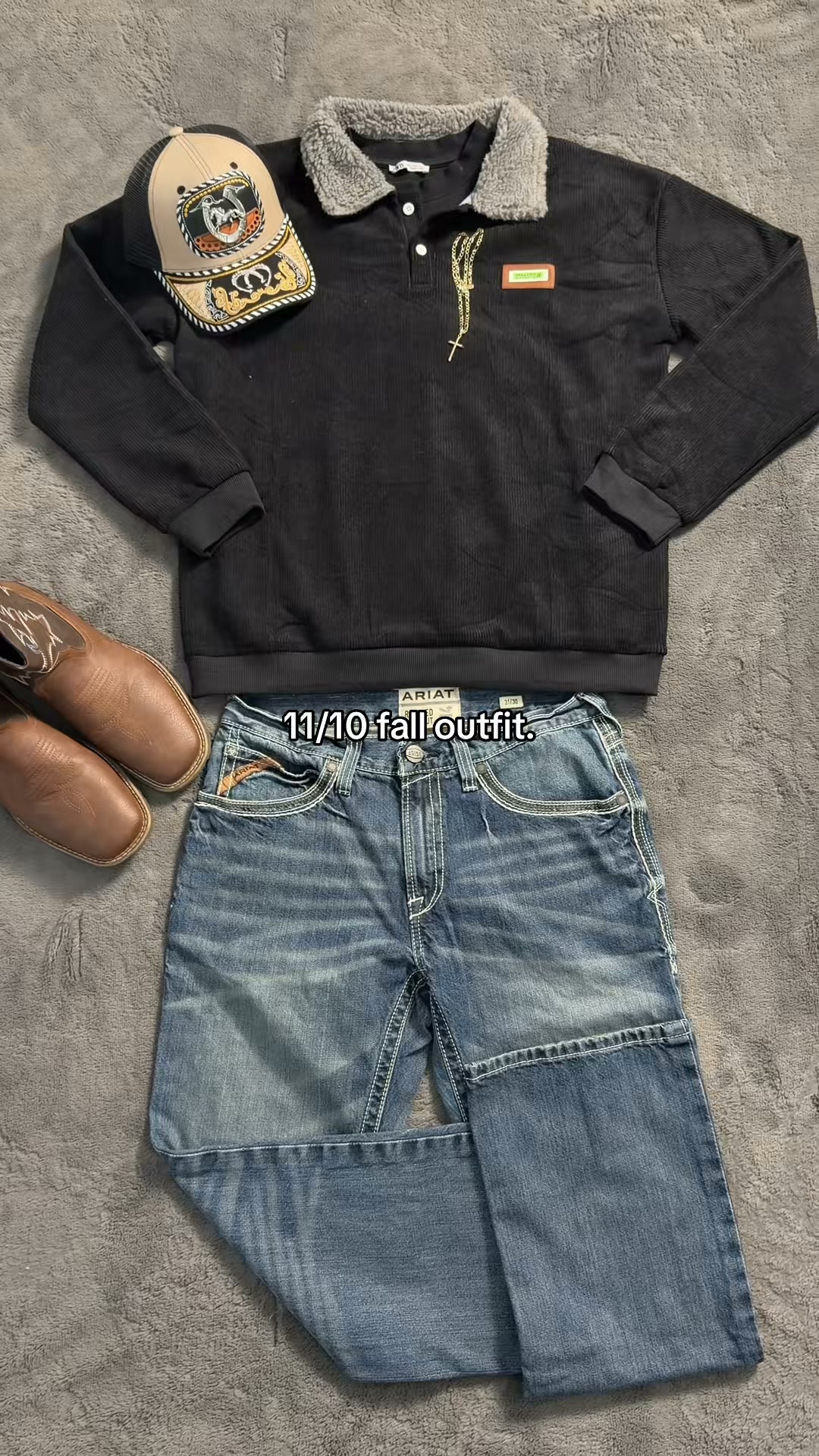 Corduroy texture. Cozy collar. Vintage energy.