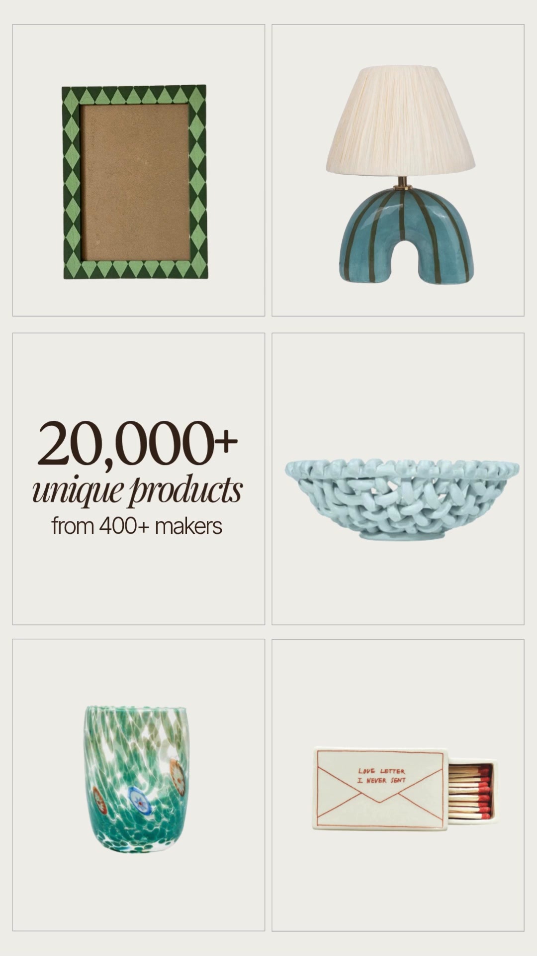 20,000+ unique products from 400 makers worldwide