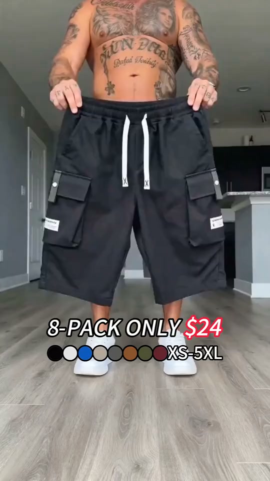 8-PACK ONLY $24.99! - Men's Casual Cargo Calf Shorts