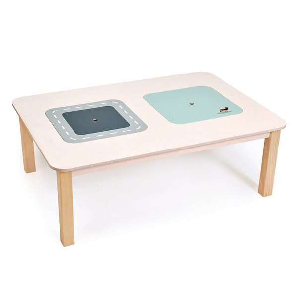 Table en bois rectangulaire Play Table Tender Leaf Toys pour jouer avec un espace de stockage avec un oiseau