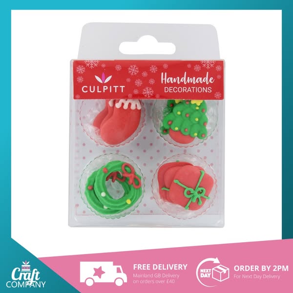 Culpitt Christmas Icons Sugar Cake Decorations - Pack of 12, Baking and Cake Decorating | Craft Company