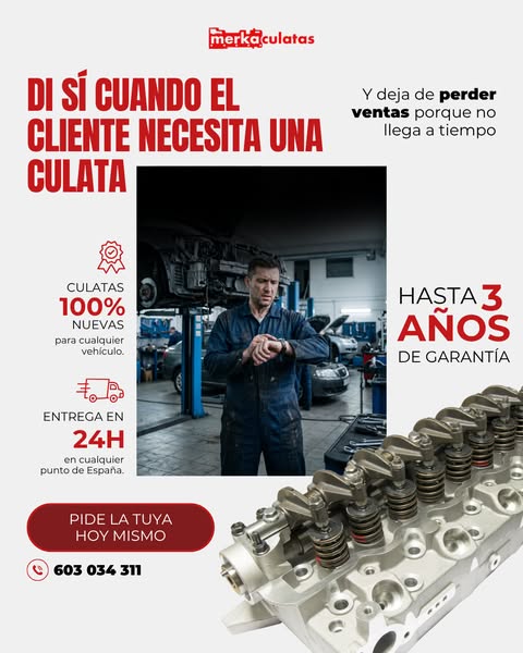 Culatas con hasta 3 años de garantía. Sin riesgos.