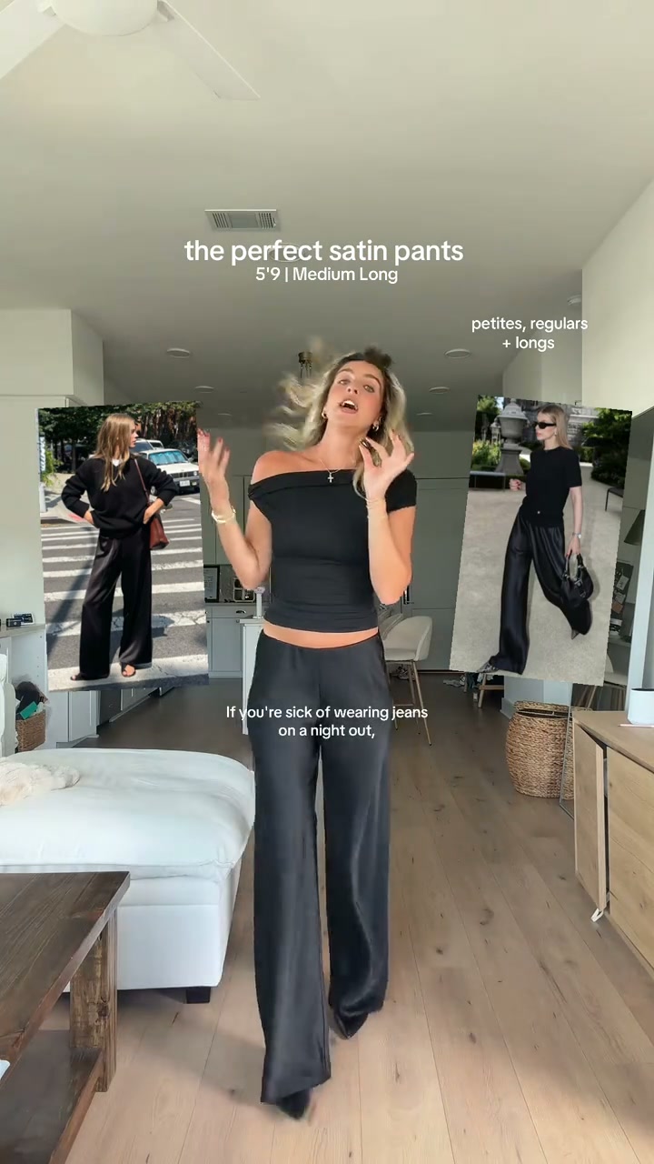 The satin pant that never wrinkles.