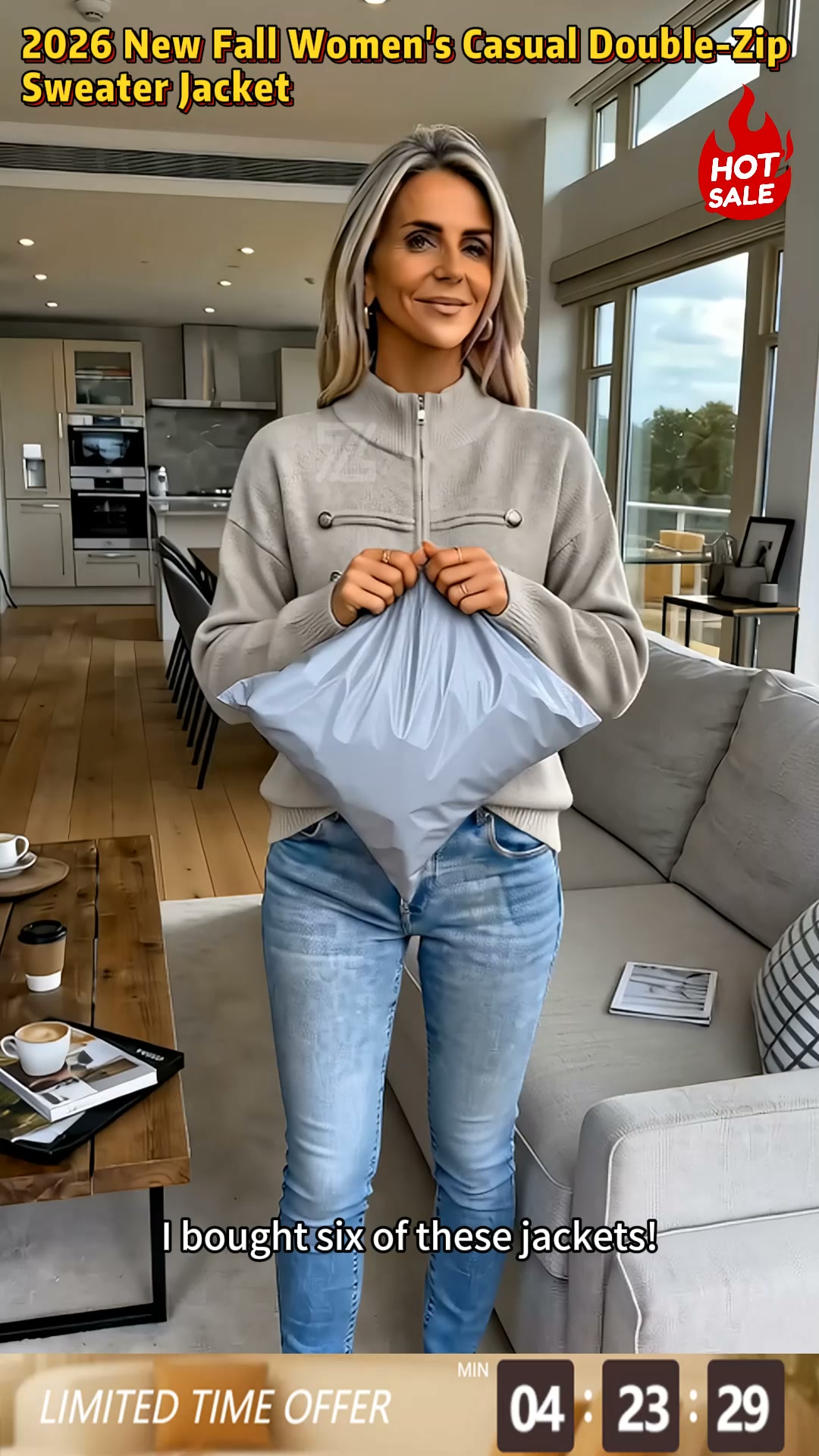 LAST DAY SALE ONLY￡24.99! Effortless Elegance | Women's Casual Double Zipper Sweater Jacket