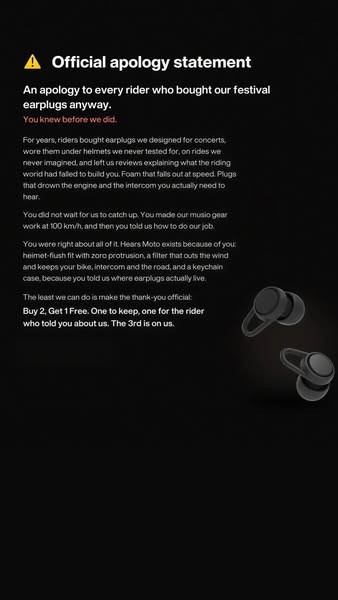 An official apology to motorbike riders.