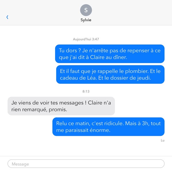 3:47. Et ça cogite déjà sur tout ce qu'il y a à faire demain.