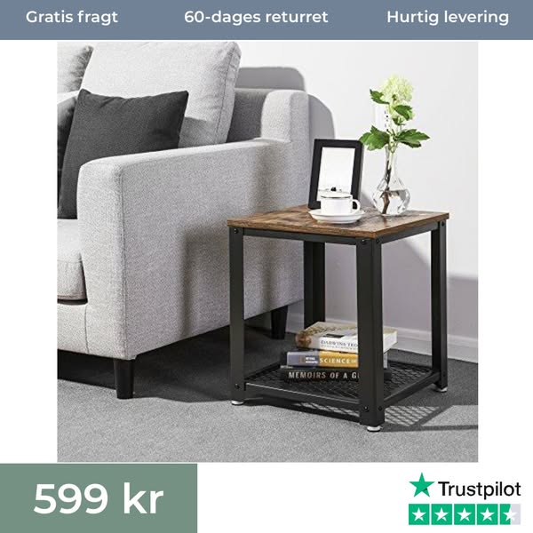 Sidebord i stærke materialer, 45 x 45 x 55 cm
