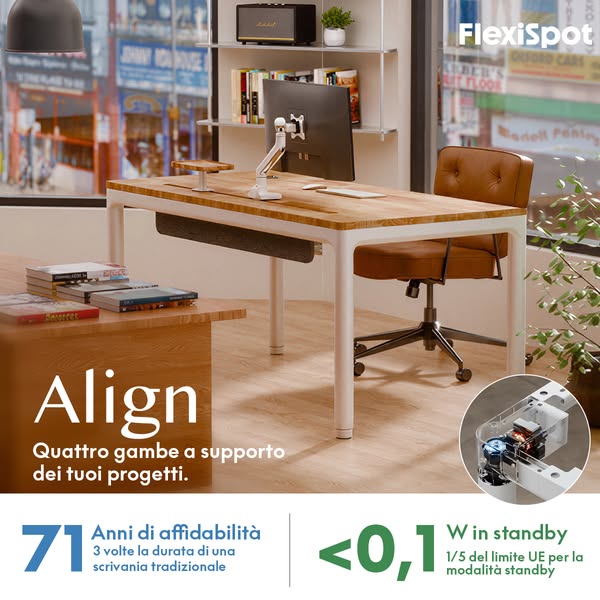 FlexiSpot Align | Scrivania in Legno Massello