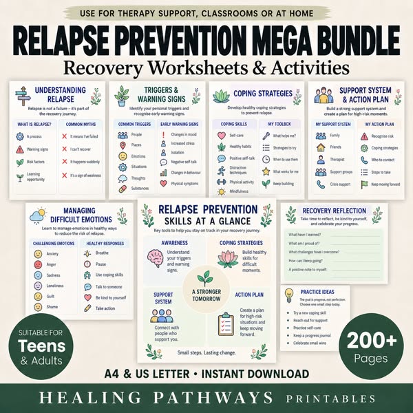 90% Relapse Prevention Workbook for Addiction Recovery