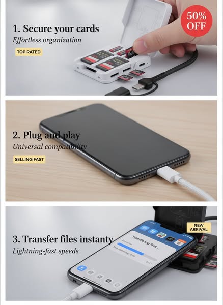 5-in-1 Type-C SD/TF Card Reader Storage Case