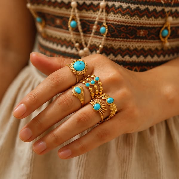 PACK 5 Anillos Turquesa