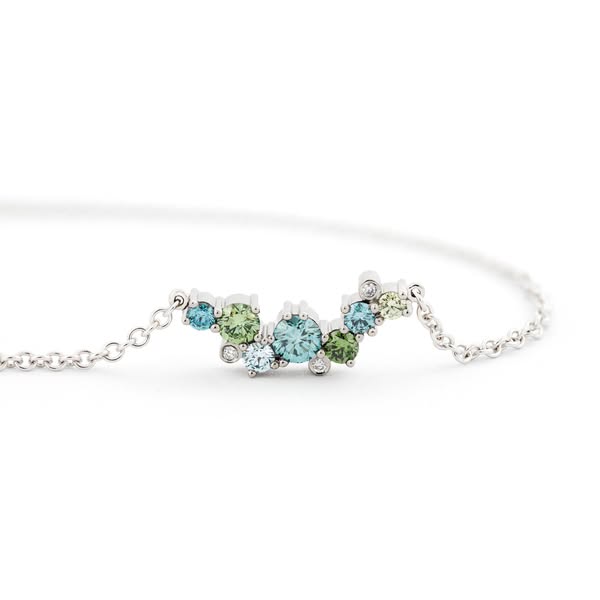 Keto Meadow necklace - Color Diamonds Turquoise & Green Crown - diamond necklace