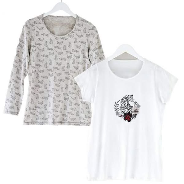 2 T-shirts Nature sauvage - Femme - Coton - Gris - 42-44 - Nature sauvage - Françoise Saget
