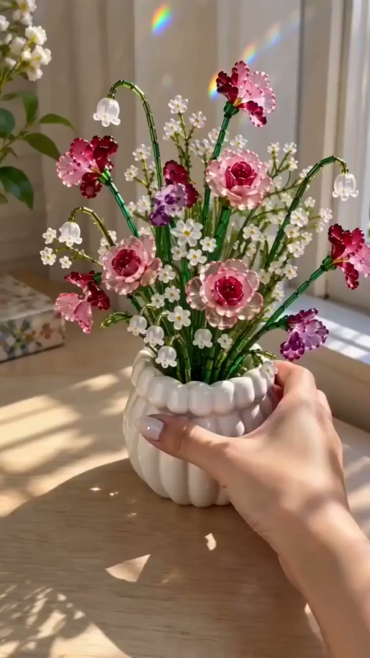 DIY-Set für Perlenblumenstrräuße | Gestalte deine eigenen, ewig blühenden Kristallblumen